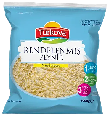 Türkova Tam Yağlı Rendelenmiş Pizza Peyniri (Küp) - 1